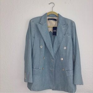 Polo by Ralph Lauren Double-breasted cotton-chambray blazer Size 6